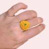 T0oBF6zbrQGuYB4lU4SYZVx46yYtz6Tn6VD8uzMI Traditional Sunburst Gold Finish Ring with Green Center Stone