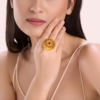 U3BhM7qIH3SV6eZPZet8v4ZAZ4ivppUbBsC420pz Ethnic Floral Medallion Gold-Tone Ring with Center Accent