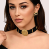 VWlEHVdLEfPcarfaJjPmomNaQm49OKt2tCJ3fQLx Midnight Majesty Black Beaded Necklace with Ornate Gold Floral Medallion