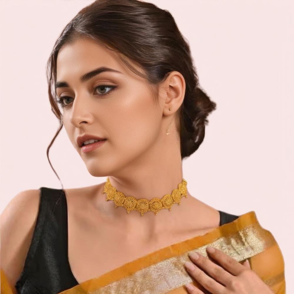 Antique Lotus Bloom Gold-Plated Jewells>Choker necklace