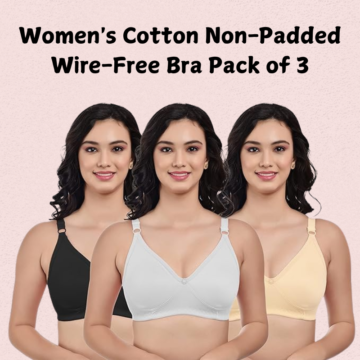 Women’s Cotton Non-Padded Wire-Free Bra Pack of 3