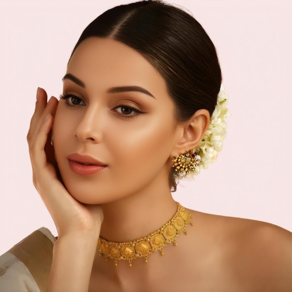 Heritage Lakshmi Coin Motif Gold-Plated Jewells>Choker necklace