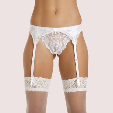 Silky White Lace Garter Belt for Women