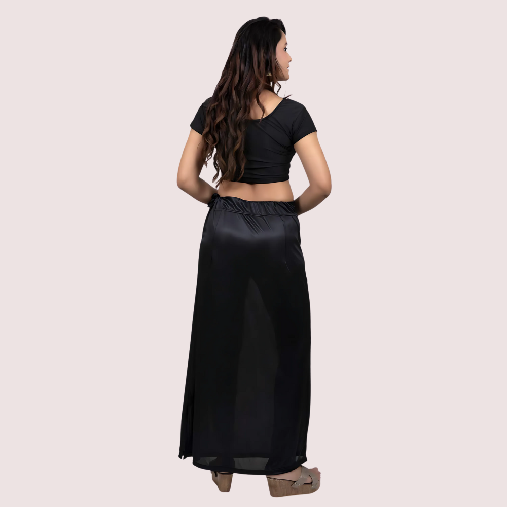Indian Saree Satin Solid Fabric Petticoats Skirt For Her - Image 2