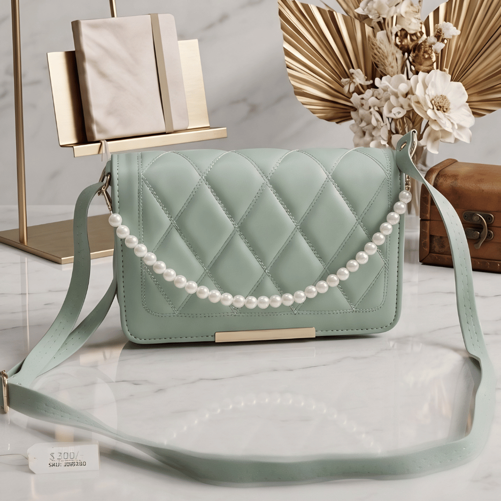 Elegant Pearl Chain Crossbody Handbag - Image 3
