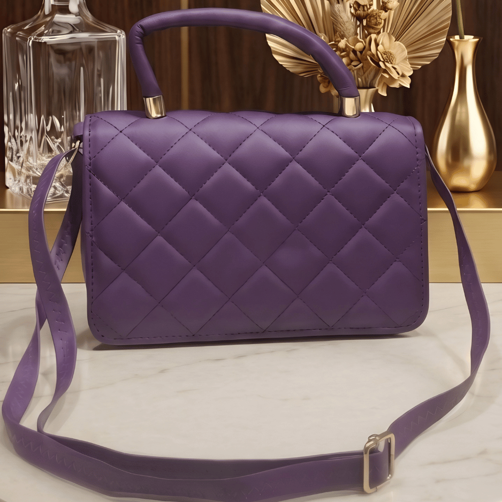 Royal Amethyst Quilted Luxe Handbag - Image 3