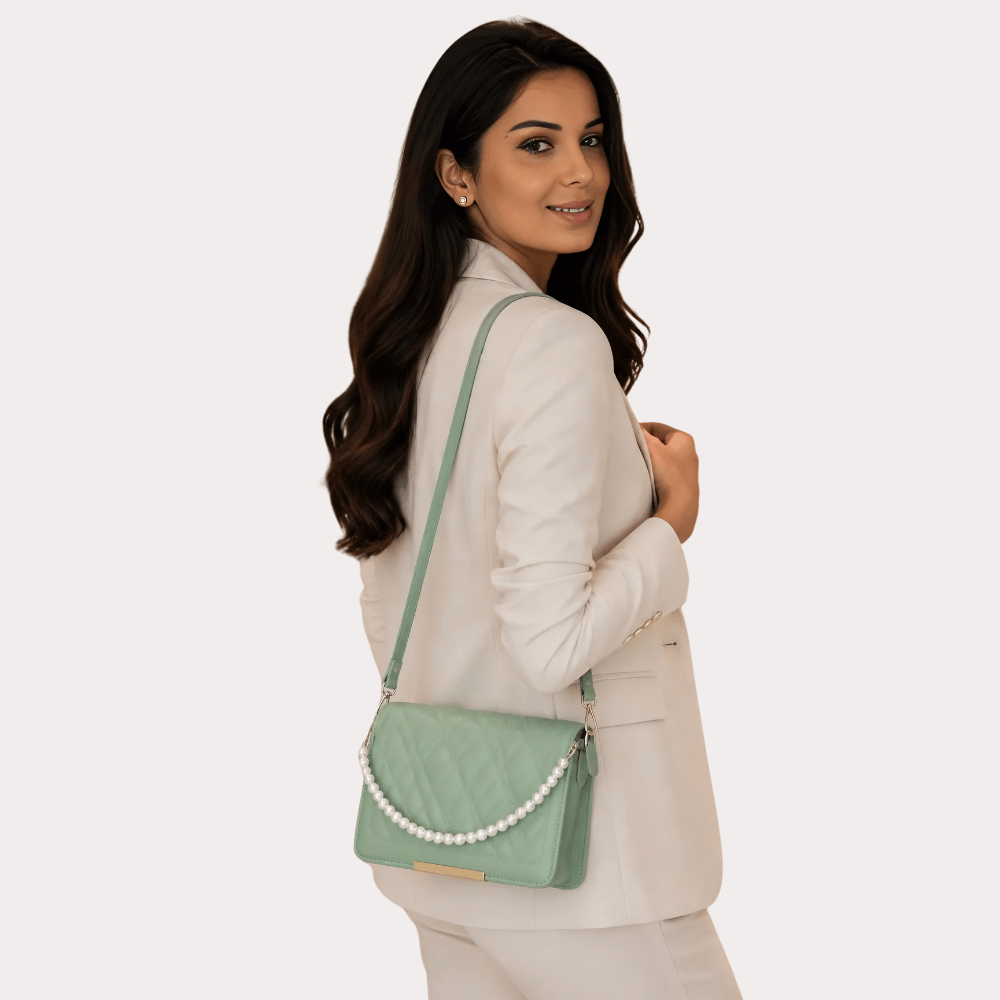 Elegant Pearl Chain Crossbody Handbag - Image 2