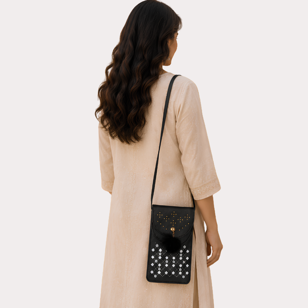 Noir Sparkle Embellished Sling Bag - Image 2