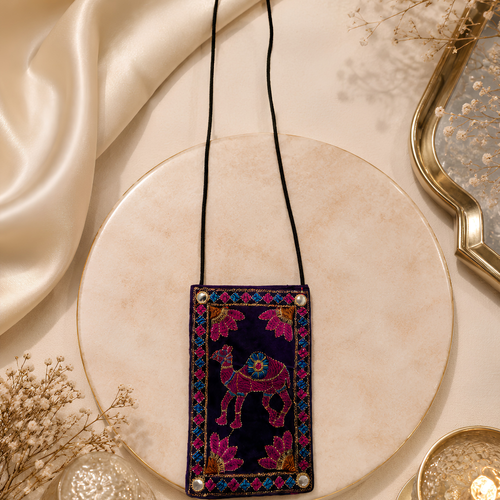 Royal Caravan Embroidered Mobile Sling Bag - Image 3