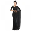 51404670050 5fb8ca909c o d 1000x1000 1 Women's Georgette Plain Saree With Blouse (Black, 5-6 Mtrs)