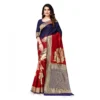 52017103238 f34f459d91 o d 1000x1000 1 Women's Banarasi Silk Saree With Blouse (Navy Blue, Red, 5-6Mtrs)