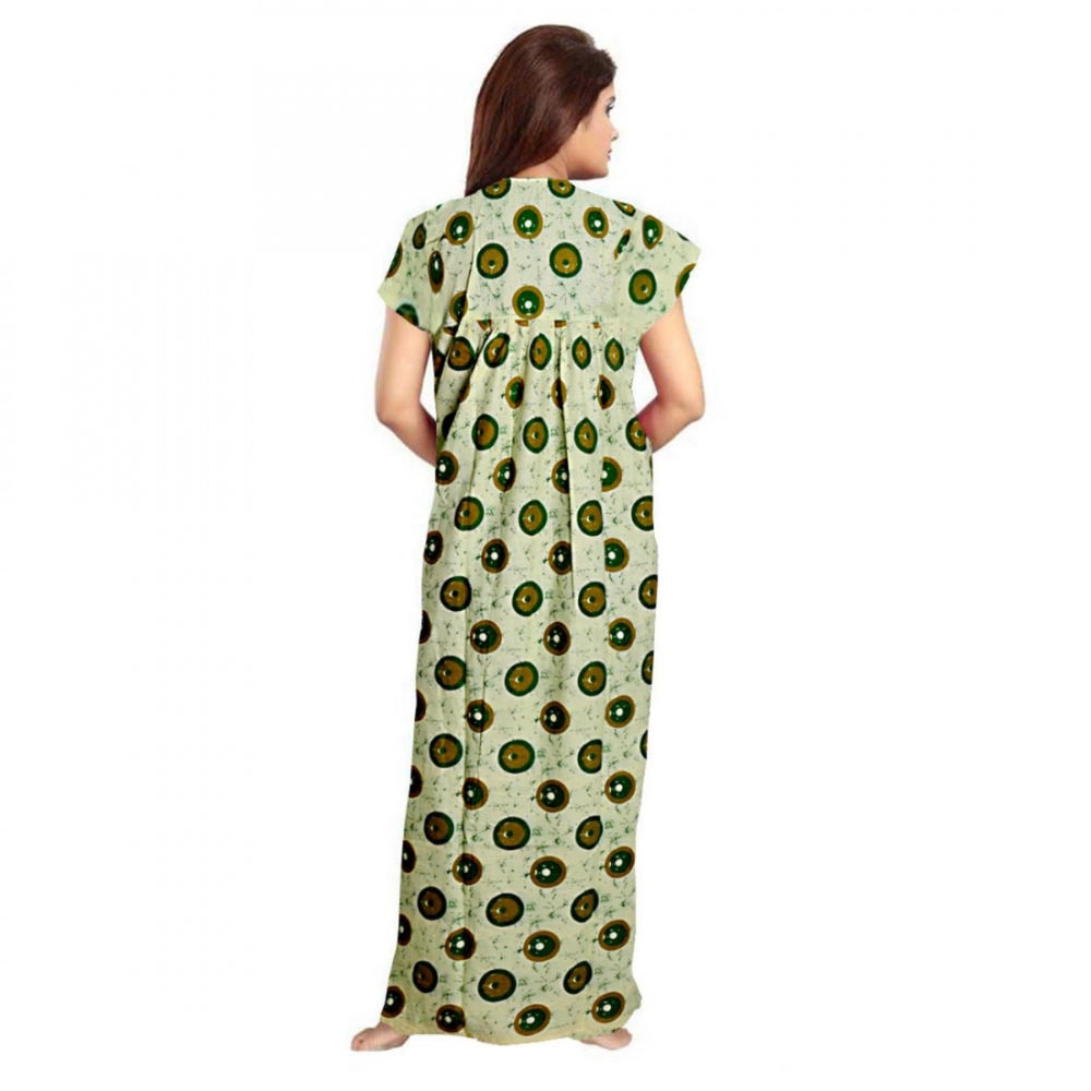 Women's Cotton Printed Maxi Nighty (Green) - Image 2