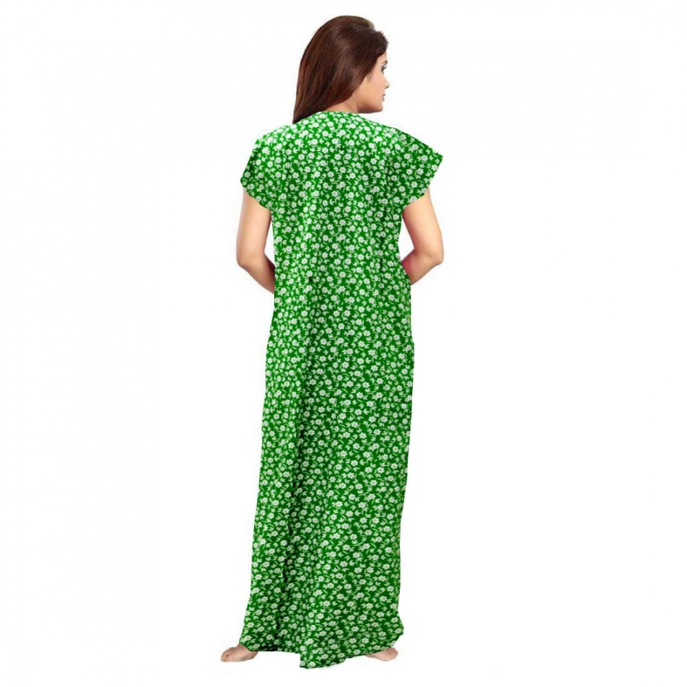 Women's Cotton Printed Maxi Nighty (Green) - Image 2