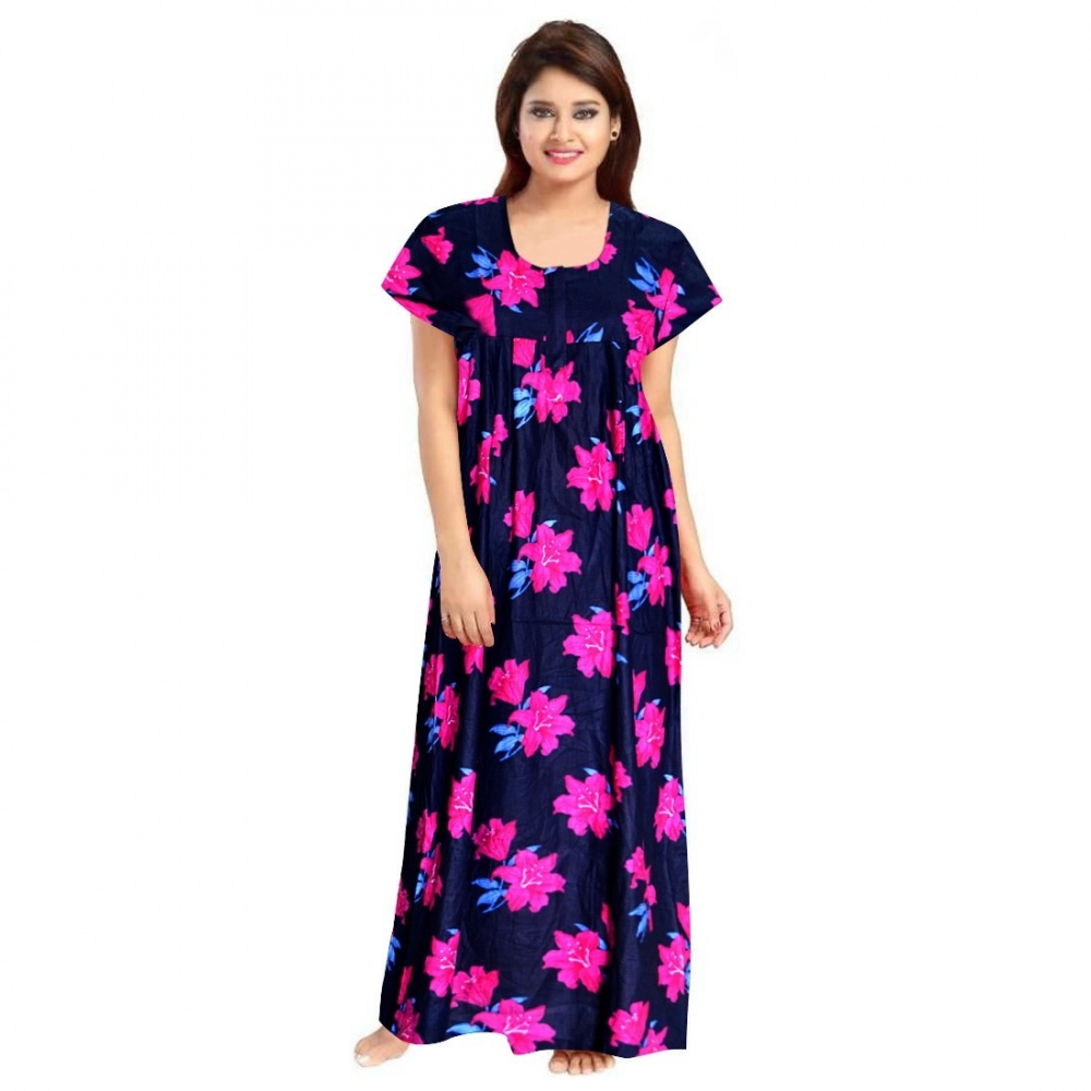 Women's Cotton Printed Maxi Nighty (Pink) - Image 2