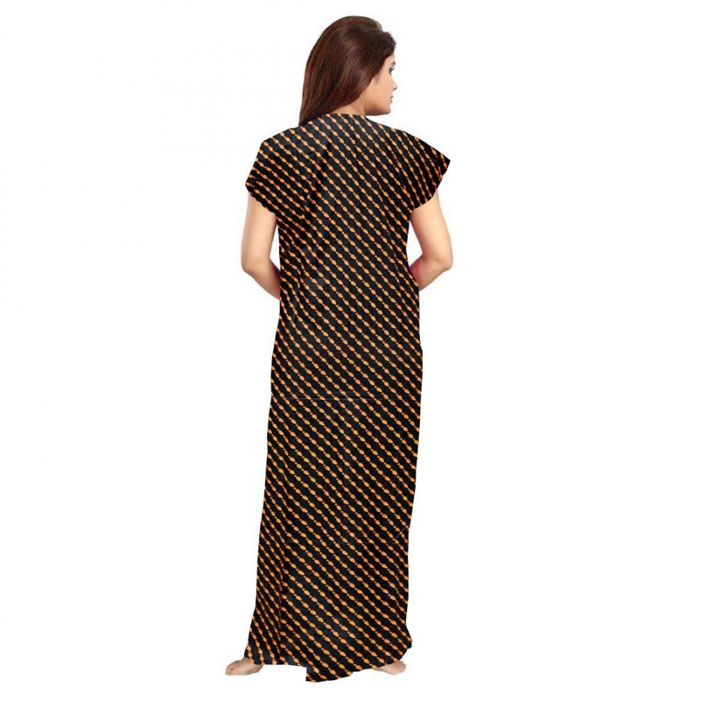 Women's Cotton Printed Maxi Nighty (Brown) - Image 2