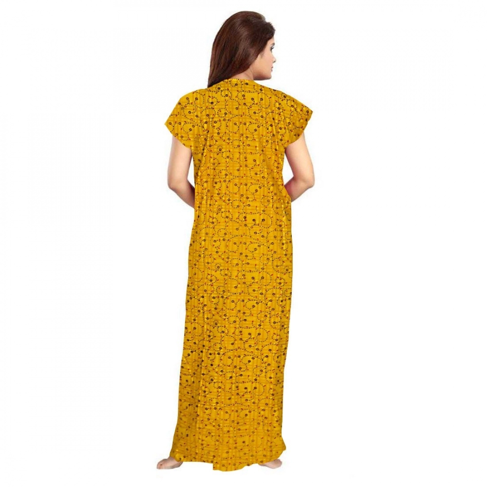 Women's Cotton Printed Maxi Nighty (Yellow) - Image 2
