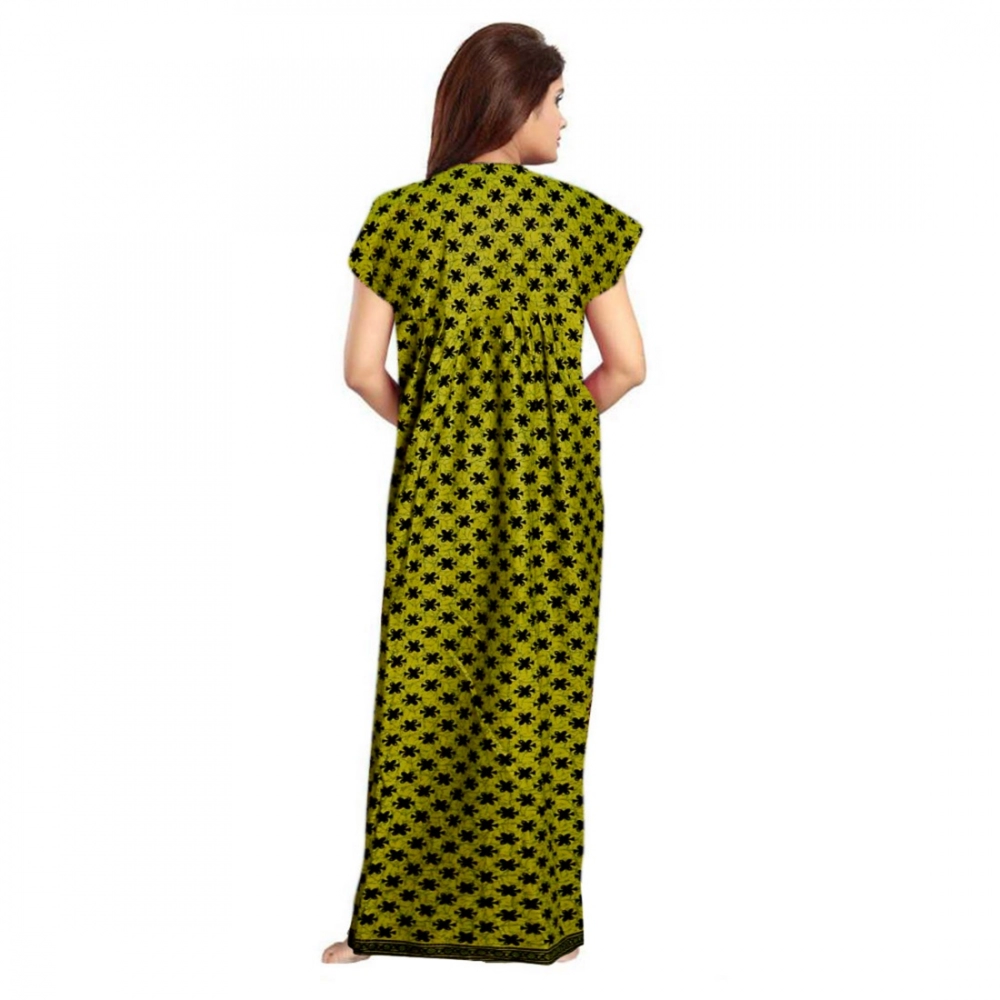 Women's Cotton Printed Maxi Nighty (Green) - Image 2