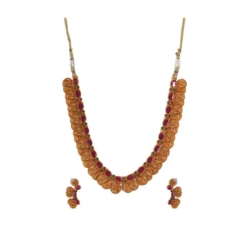 Women's Elegent Laxmi Coin Shape Jewellery Chowker Set (Red, Free Size)