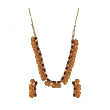 Women's Elegent Laxmi Coin Shape Jewellery Chowker Set (Blue, Free Size)
