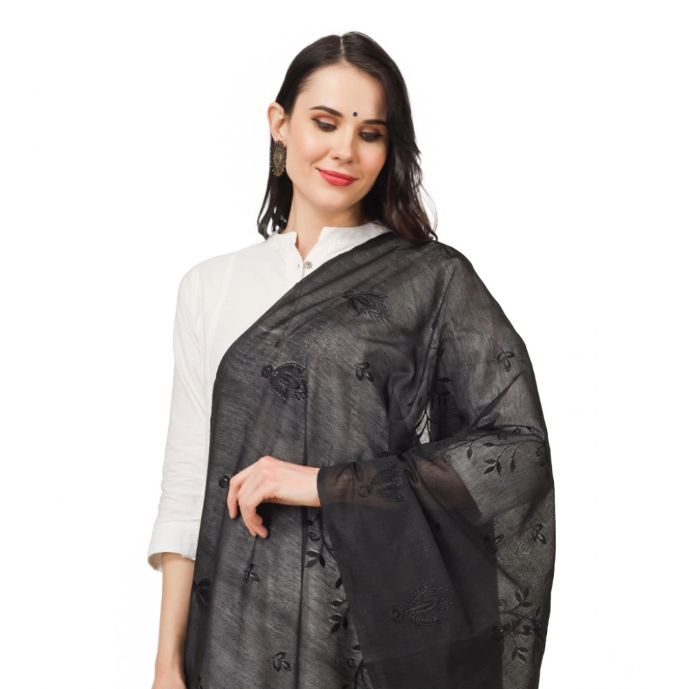 Women's Cotton Embroidered Dupatta (Black, Length: 2.25 to 2.50 Mtr) - Image 3