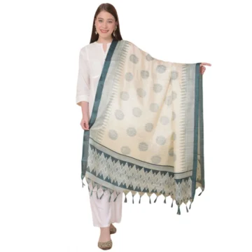 Women's Art Silk Printed Dupatta (Grey, Length: 2.25 to 2.50 Mtr)