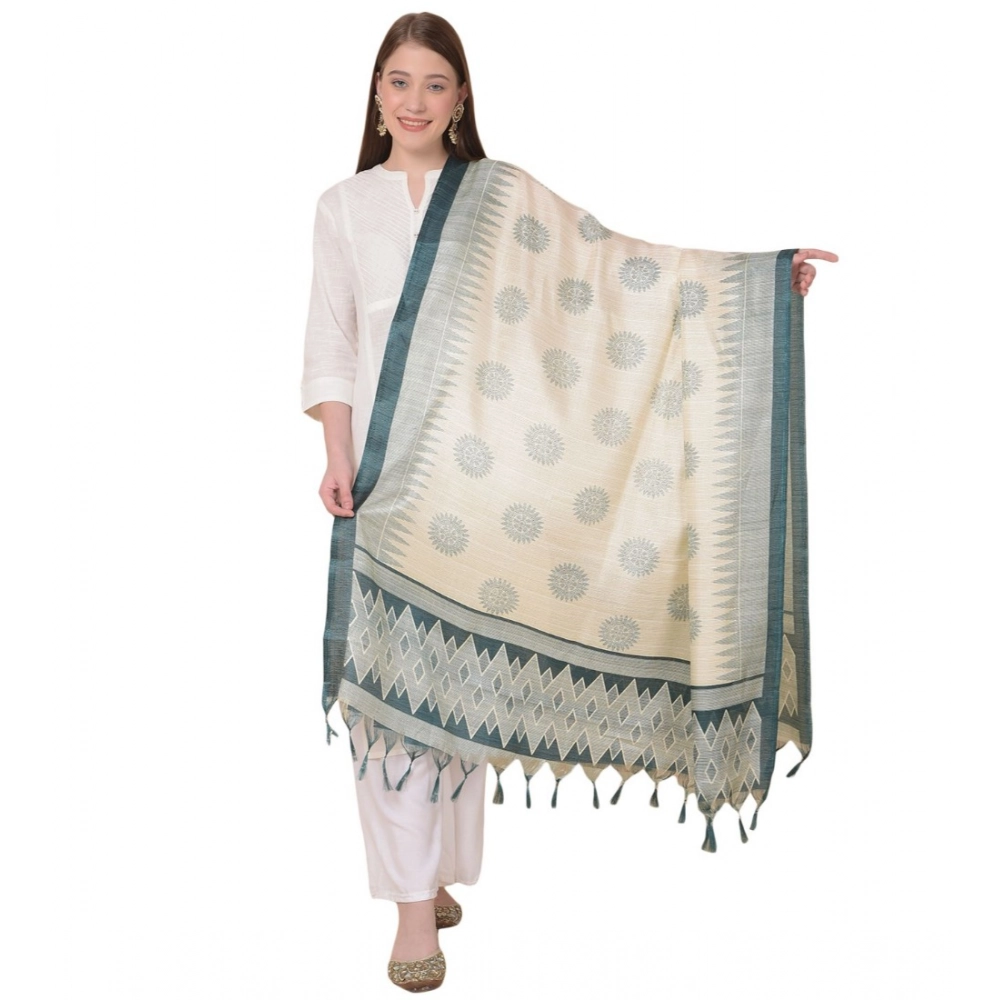 Women's Art Silk Printed Dupatta (Grey, Length: 2.25 to 2.50 Mtr)