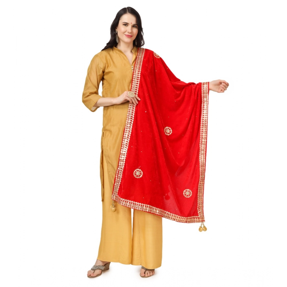 Women's Velvet Gotta Patti Dupatta (Red, Length: 2.25 to 2.50 Mtr)