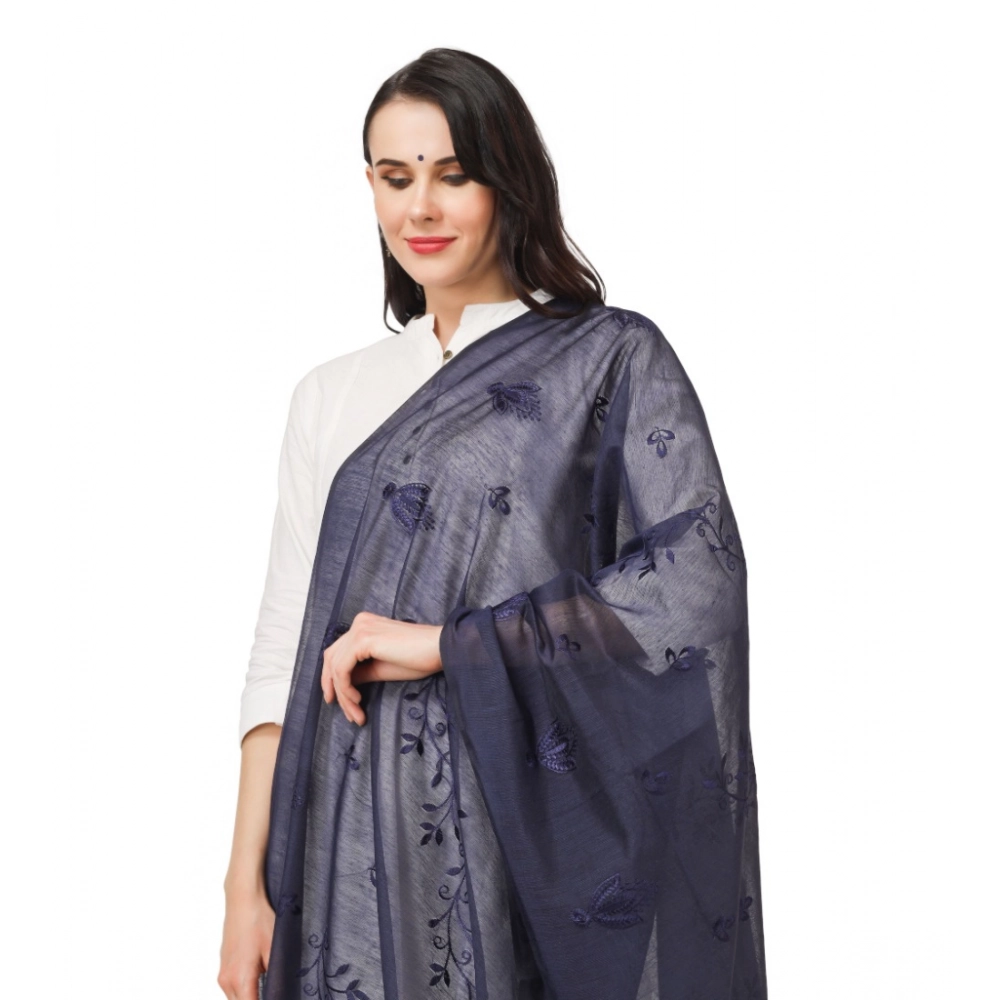 Women's Cotton Embroidered Dupatta (Dark Blue, Length: 2.25 to 2.50 Mtr) - Image 3