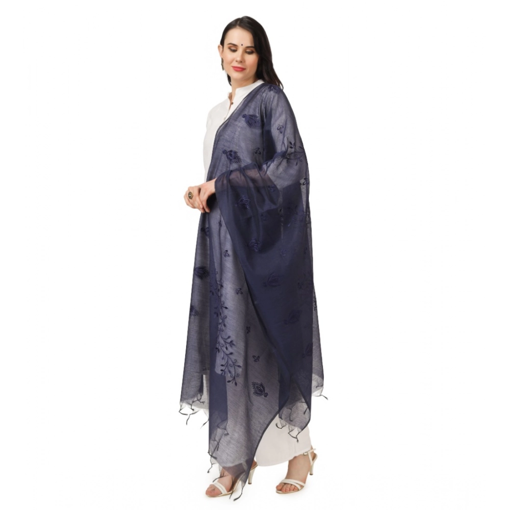 Women's Cotton Embroidered Dupatta (Dark Blue, Length: 2.25 to 2.50 Mtr) - Image 2