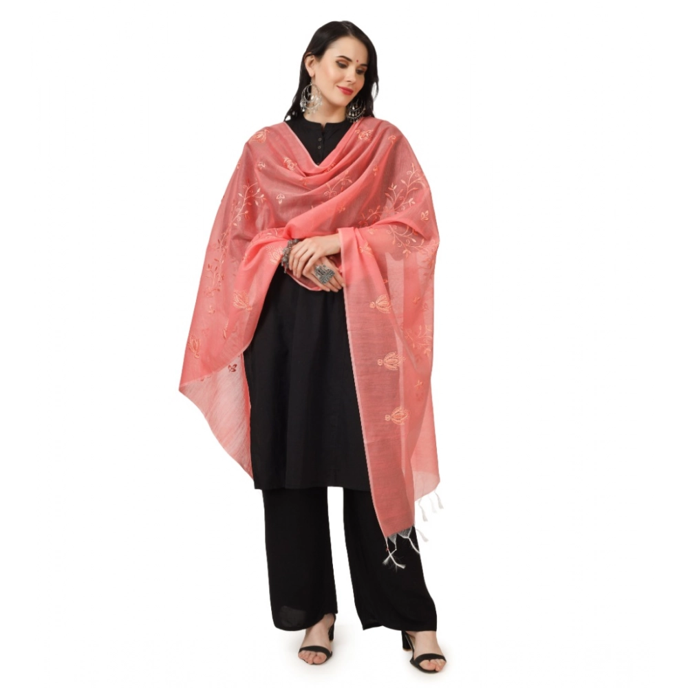 Women's Cotton Embroidered Dupatta (Peach, Length: 2.25 to 2.50 Mtr) - Image 5