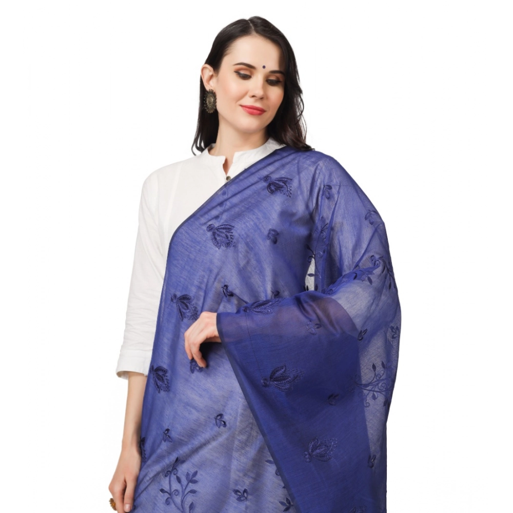 Women's Cotton Embroidered Dupatta (Blue, Length: 2.25 to 2.50 Mtr) - Image 3