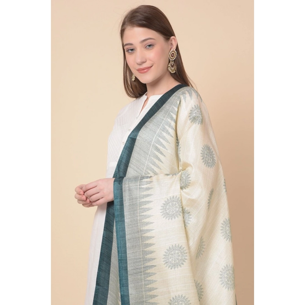 Women's Art Silk Printed Dupatta (Grey, Length: 2.25 to 2.50 Mtr) - Image 3