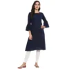 53590935319 c60c15d978 o d 1000x1000 1 Women's Casual Bell Sleeves Solid Cotton Slub Kurti (Blue)