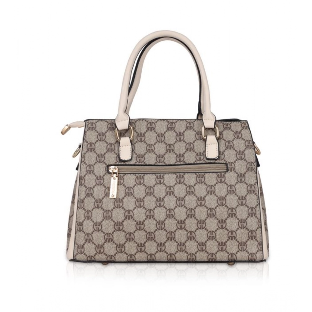 Women's Faux Leather Printed Handbag (Beige) - Image 4