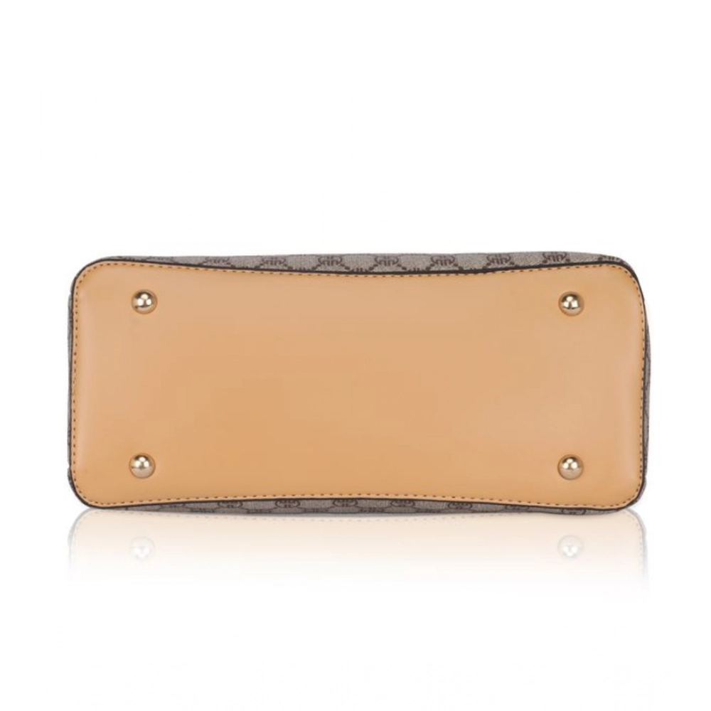 Women's Faux Leather Printed Handbag (Camel) - Image 5