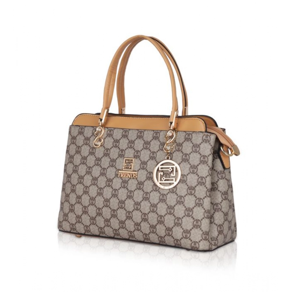 Women's Faux Leather Printed Handbag (Camel) - Image 2