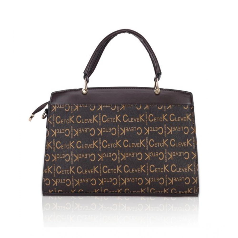 Women's Faux Leather Printed Handbag (Coffee) - Image 5