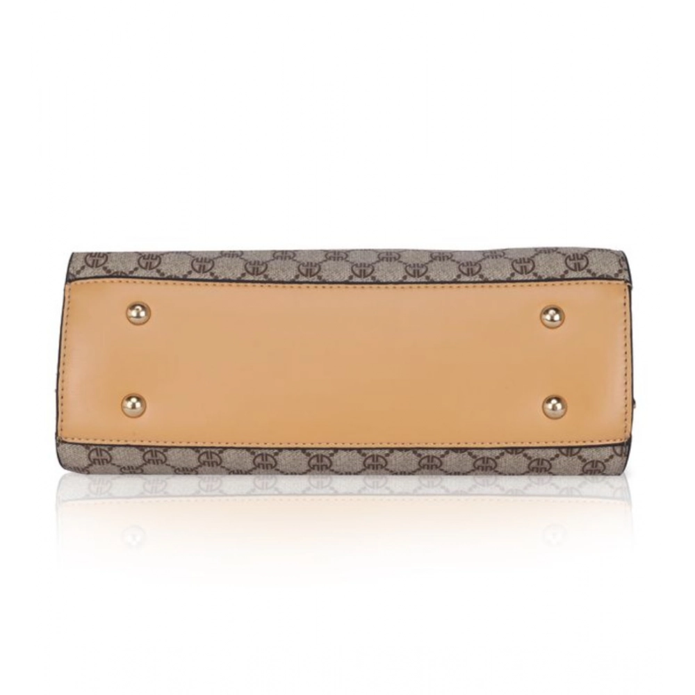 Women's Faux Leather Printed Handbag (Camel) - Image 4