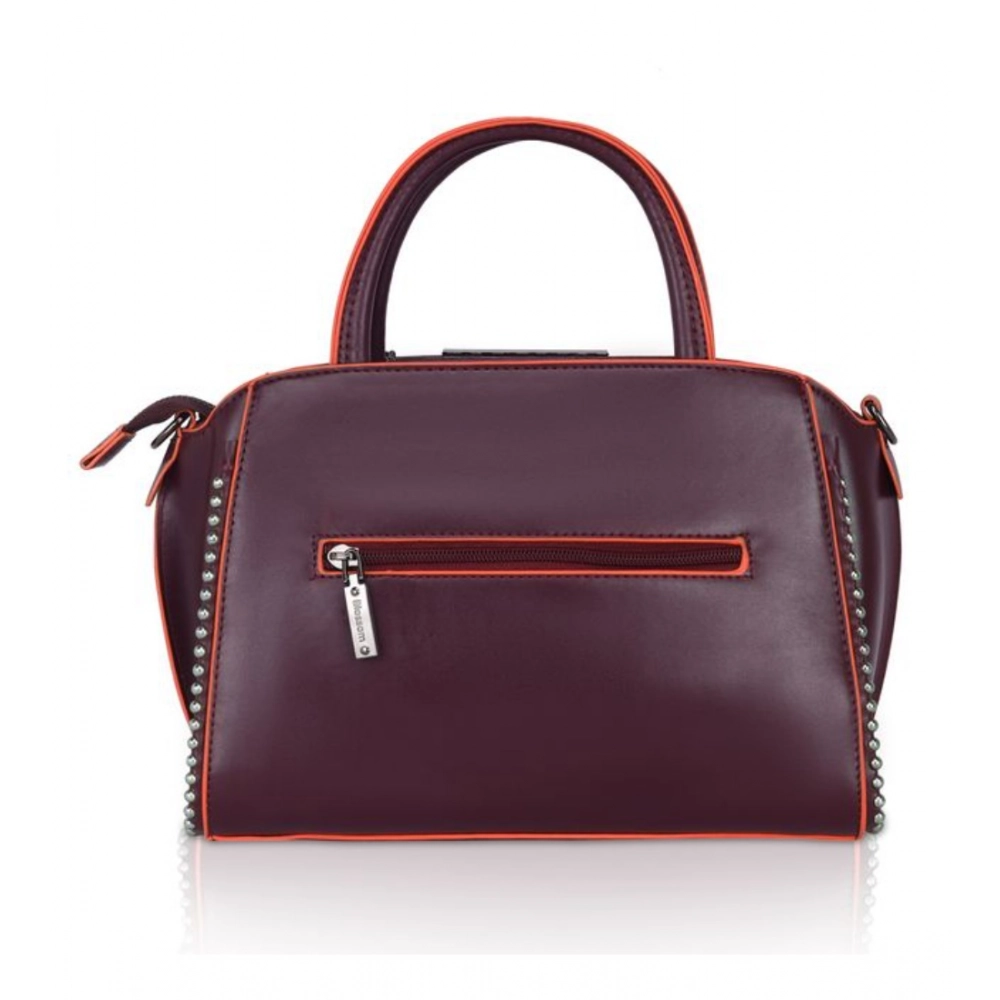 Women's Faux Leather Metal Beads Handbag (Wine Red) - Image 3