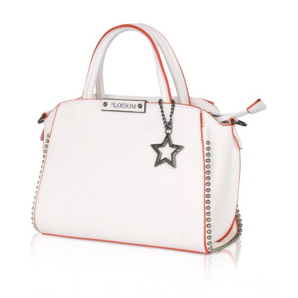 Women's Faux Leather Metal Beads Handbag (White) - Image 2