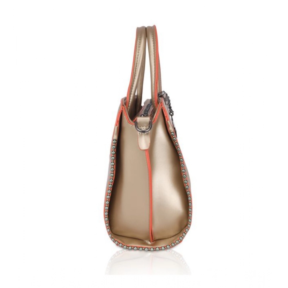 Women's Faux Leather Metal Beads Handbag (Gold) - Image 3