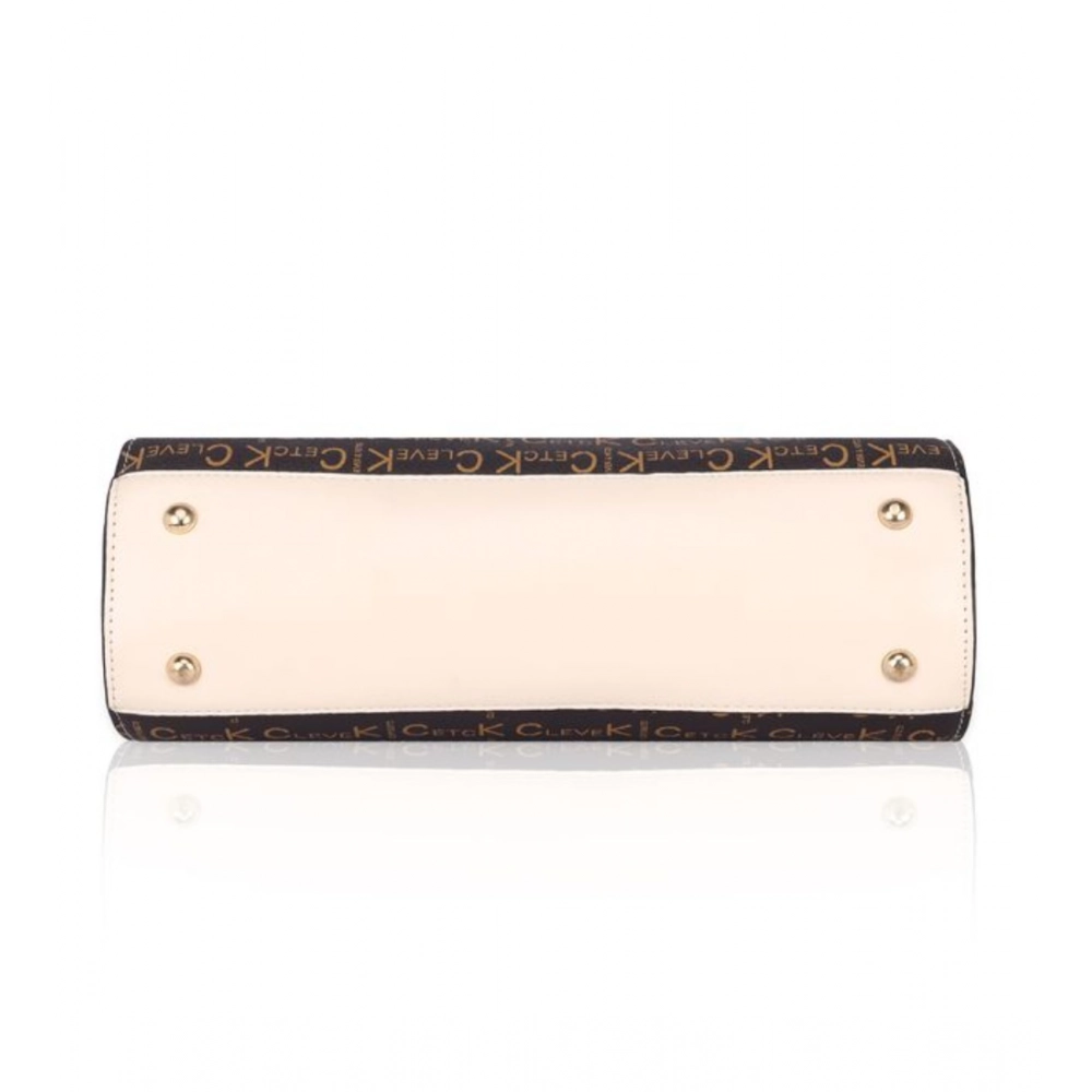 Women's Faux Leather Printed Handbag (Beige) - Image 3
