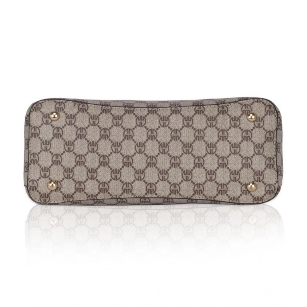 Women's Faux Leather Printed Handbag (Camel) - Image 5