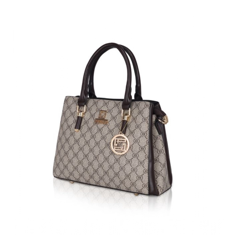 Women's Faux Leather Printed Handbag (Coffee) - Image 2