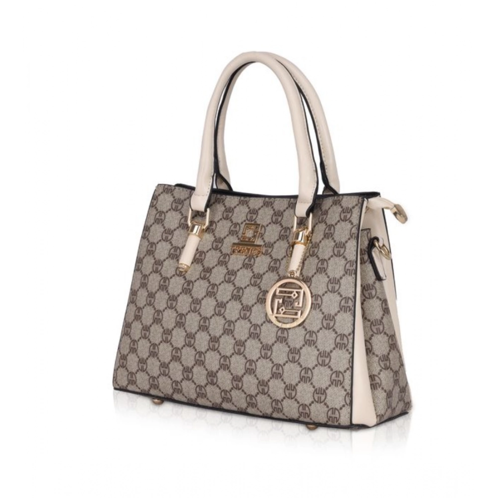 Women's Faux Leather Printed Handbag (Beige) - Image 2