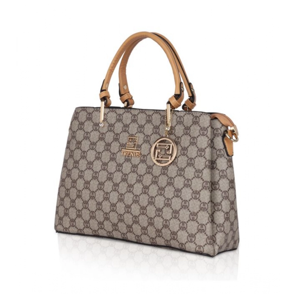 Women's Faux Leather Printed Handbag (Camel) - Image 2