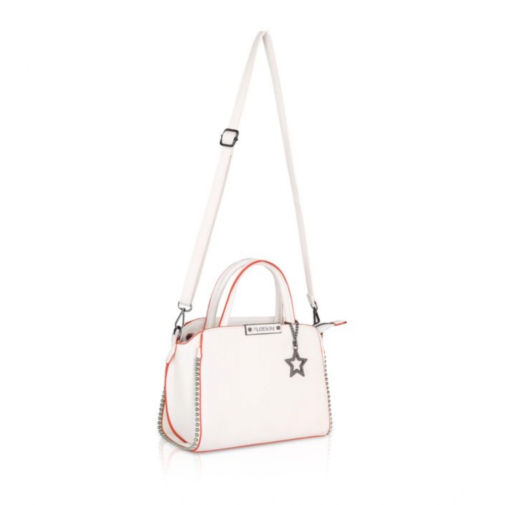 Women's Faux Leather Metal Beads Handbag (White) - Image 5
