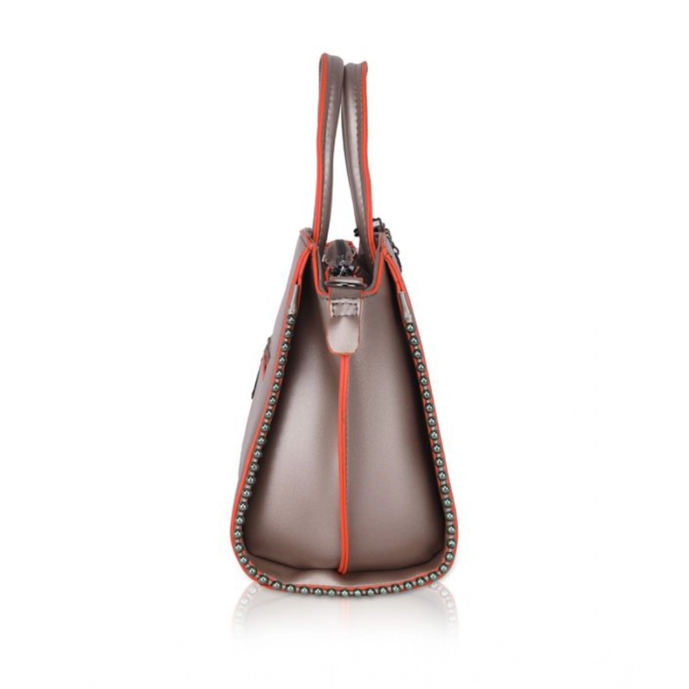Women's Faux Leather Metal Beads Handbag (Bronze) - Image 3