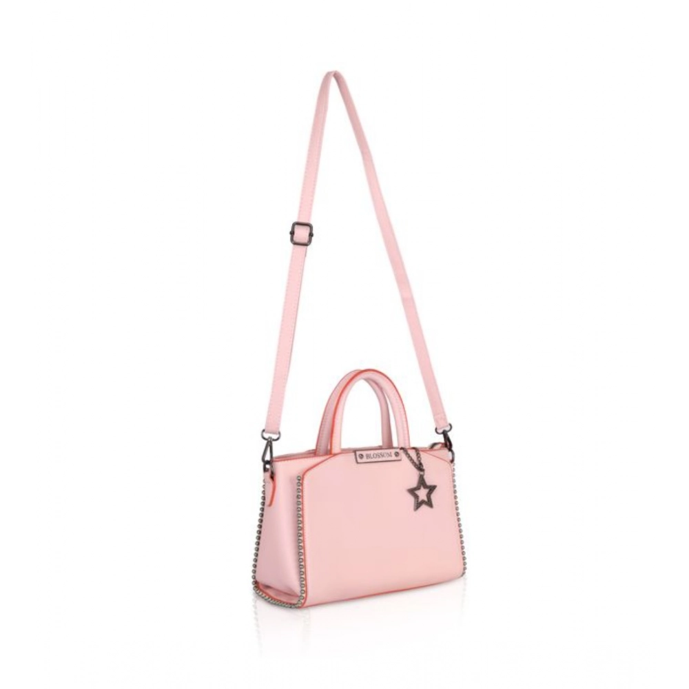 Women's Faux Leather Metal Beads Handbag (Pink) - Image 5