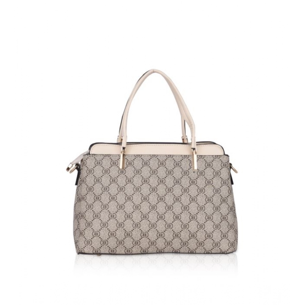 Women's Faux Leather Printed Handbag (Beige) - Image 4